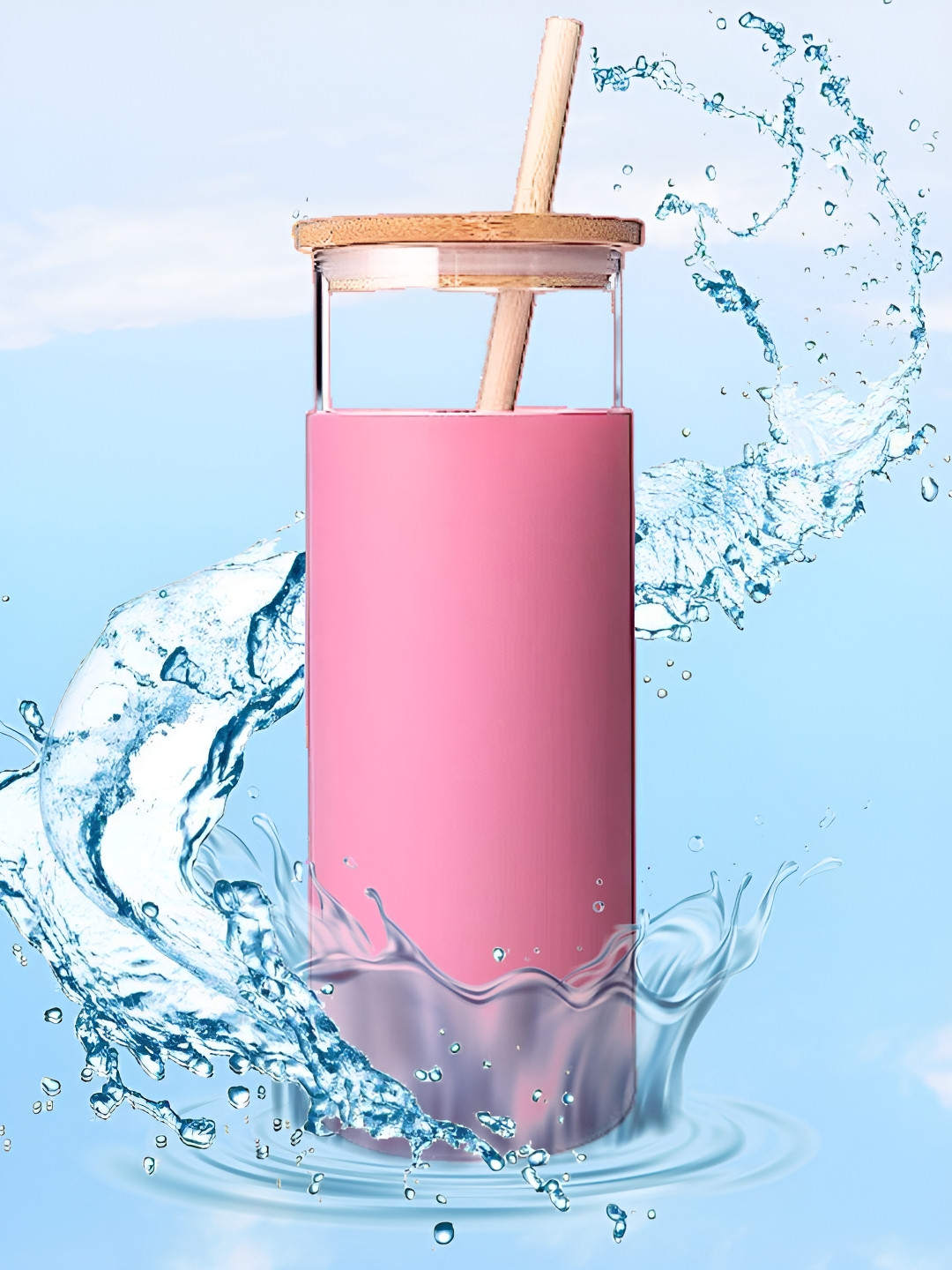 

WELOUR Pink Glass Water Bottle 500 ml