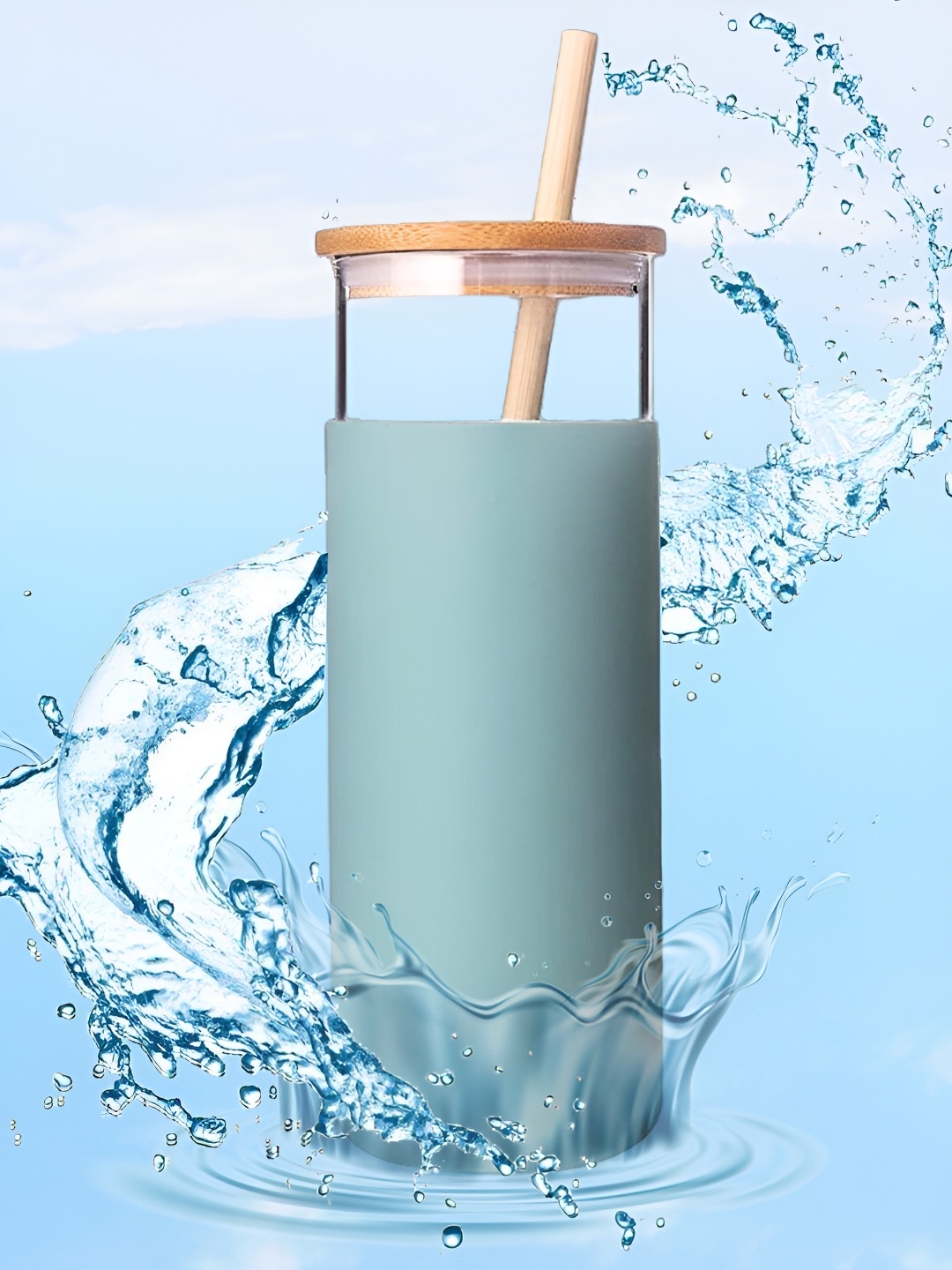 

WELOUR Green Glass Printed Water Bottle 500 ml