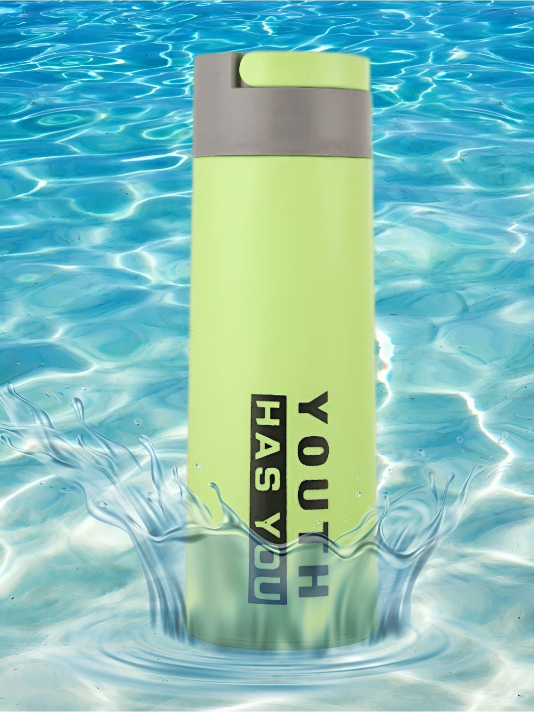 

WELOUR Green Glass Printed Water Bottle