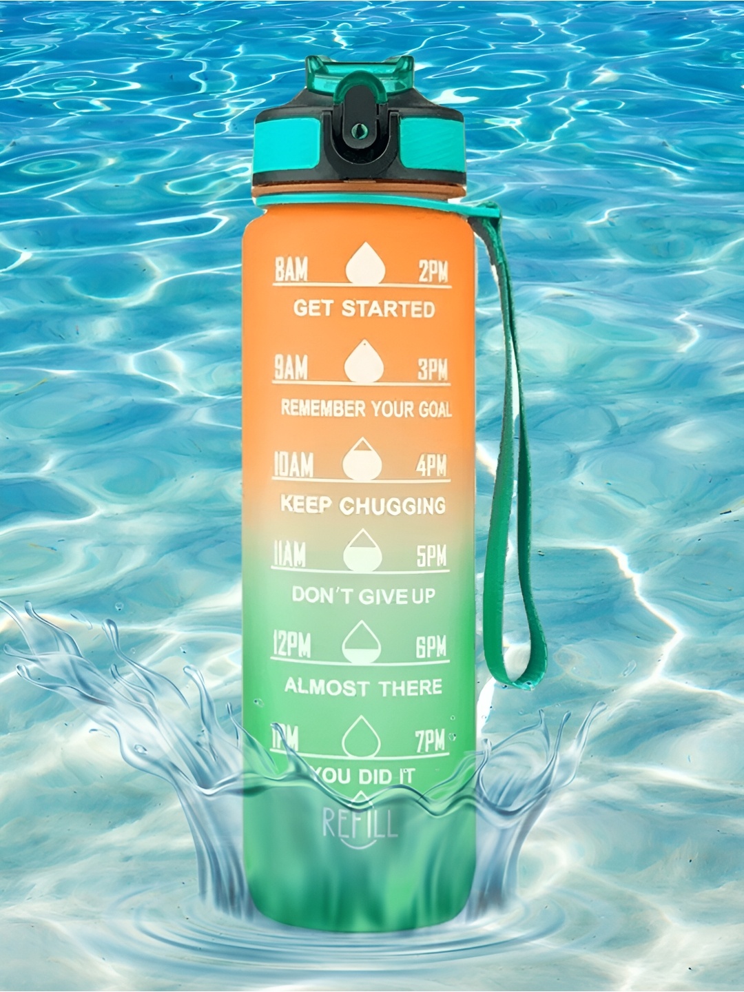 

WELOUR Green & Orange Printed Water Bottle 1 Ltr