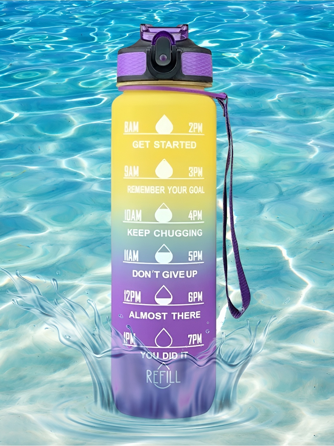 

WELOUR Purple & Yellow Typography Printed Water Bottle 1 L