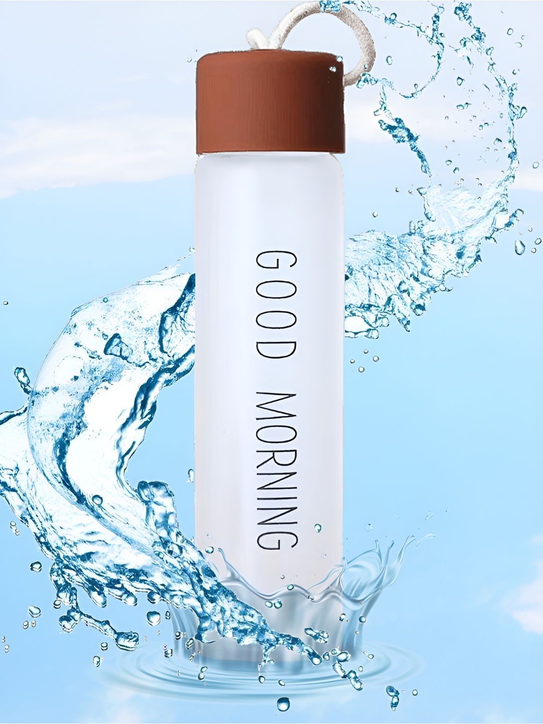 

WELOUR Brown Single Glass Printed Water Bottle