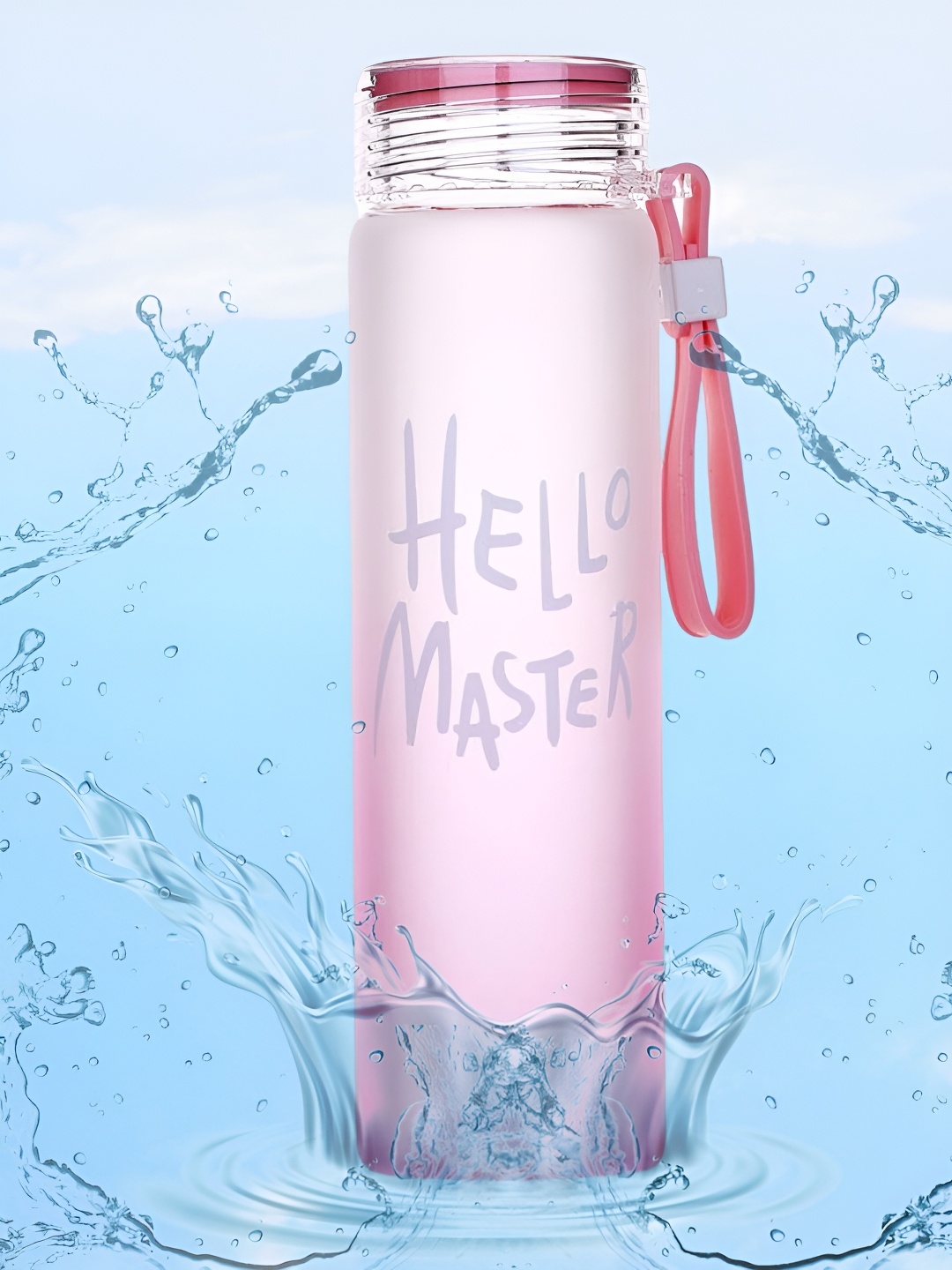 

WELOUR Pink Single Glass Printed Water Bottle 450ml