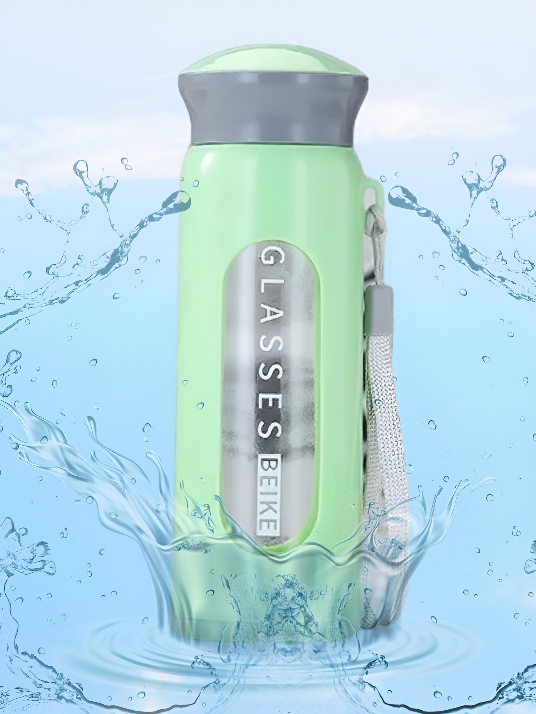 

WELOUR Green Glass Printed Water Bottle 400 ml