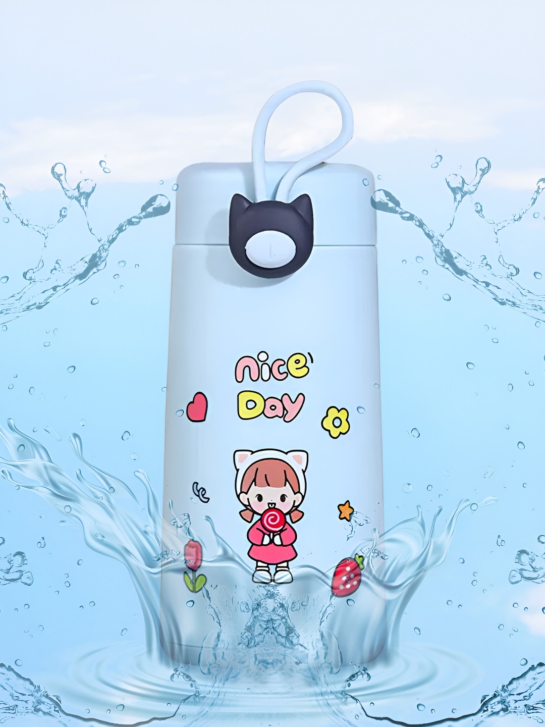 

WELOUR Blue Glass Printed Water Bottle 350 ml