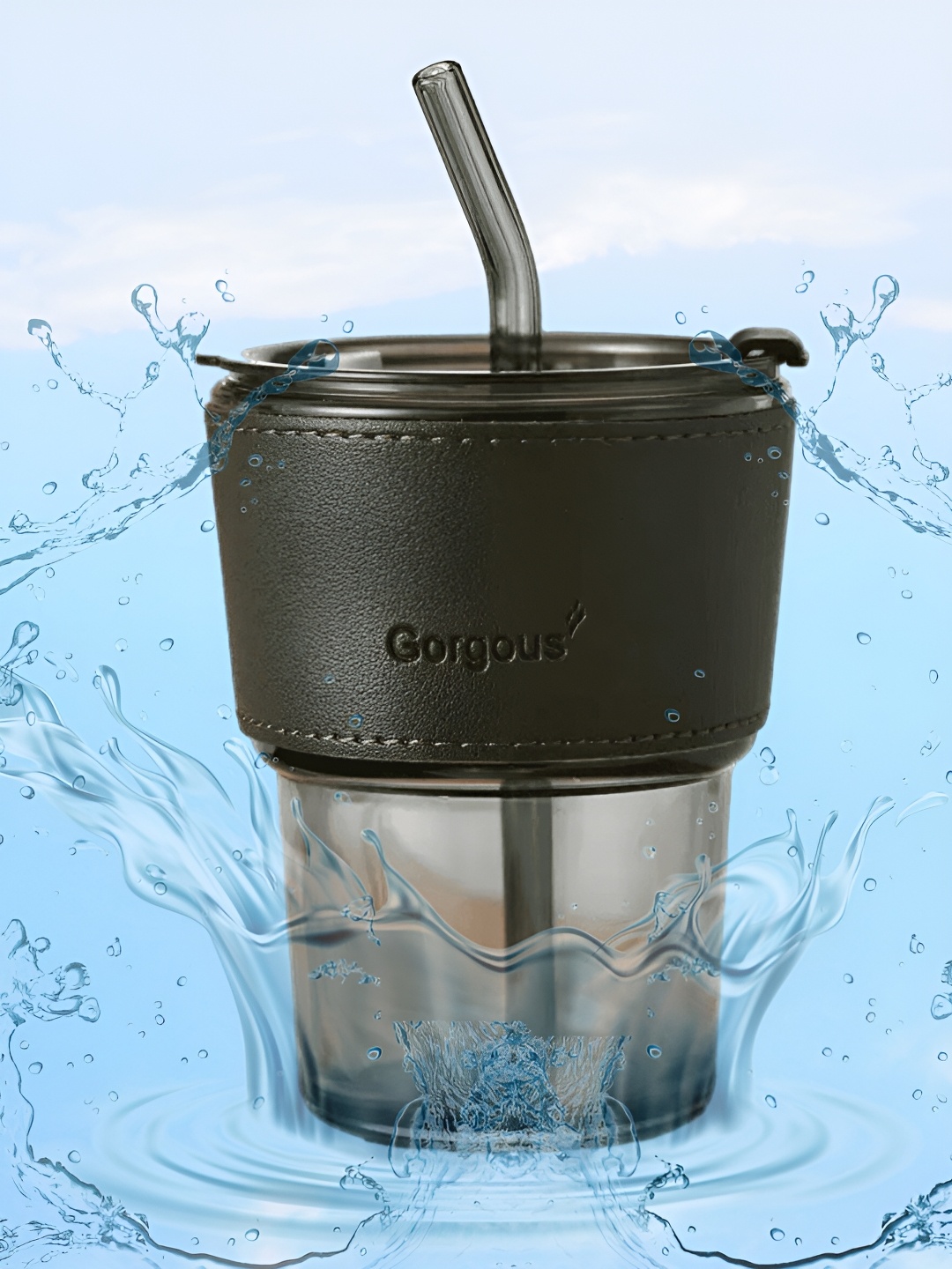 

WELOUR Black Glass Printed Water Bottle 450 ml