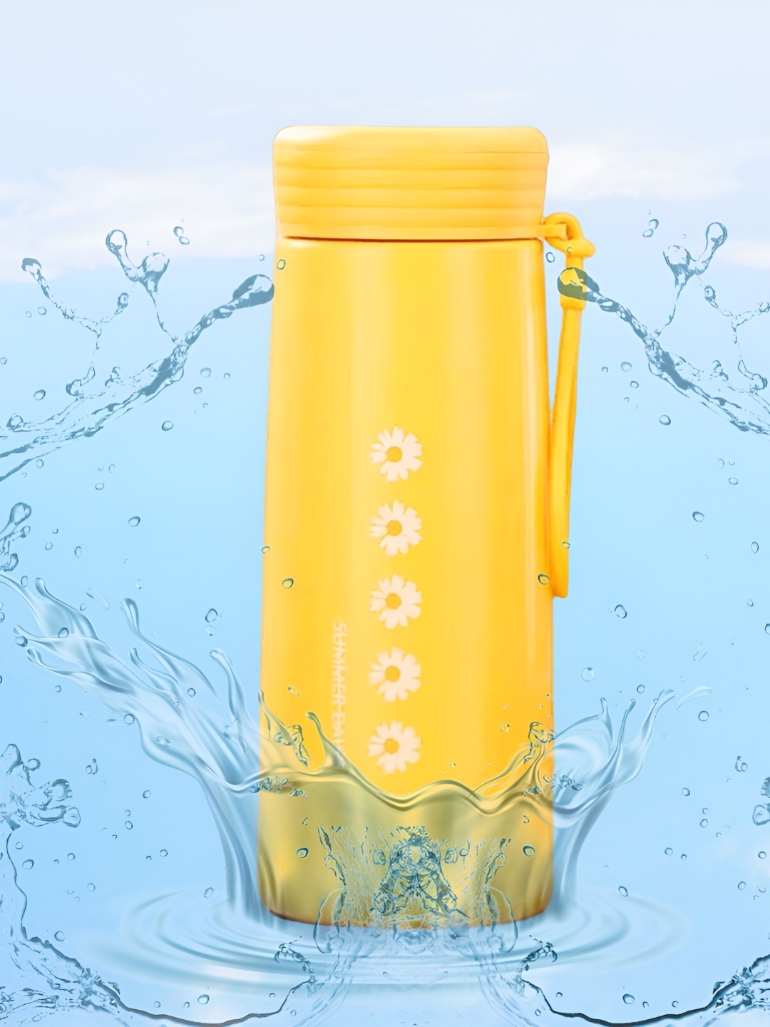 

WELOUR Yellow Glass Printed Water Bottle 400 ml