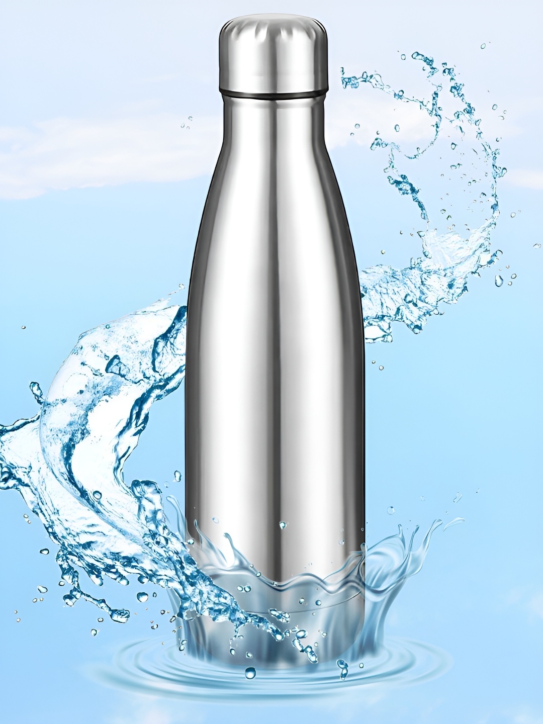 

WELOUR Silver Toned Double Wall Vacuum Stainless Steel Flask Water Bottle 500 ml