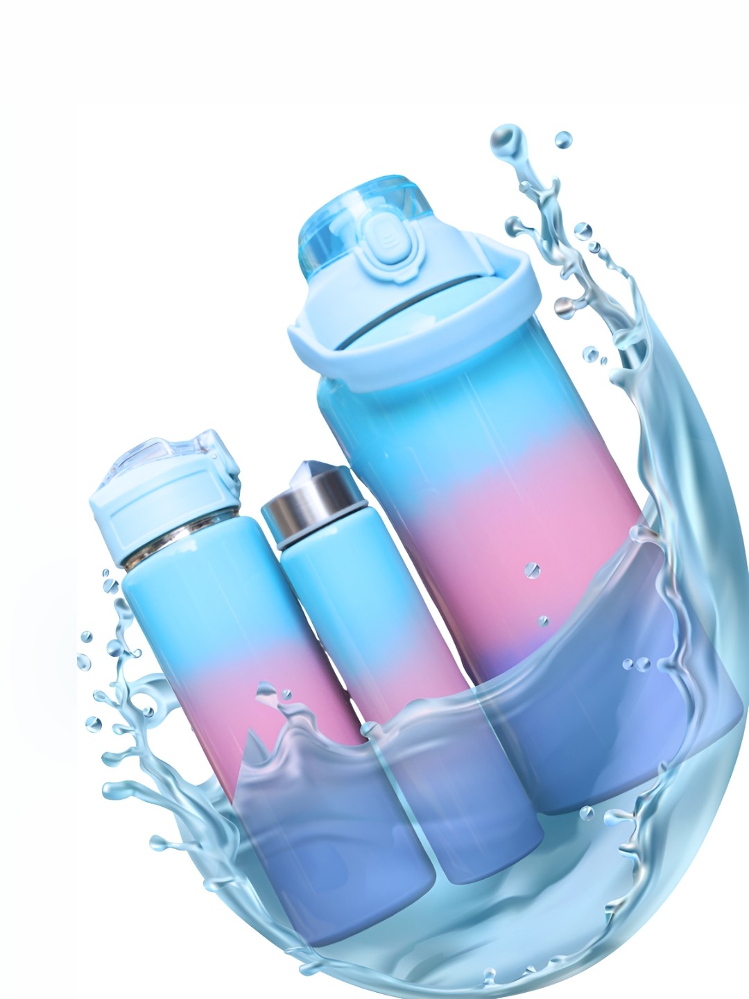 

WELOUR Blue 3 Pieces Stainless Steel Water Bottle 2 Ltr