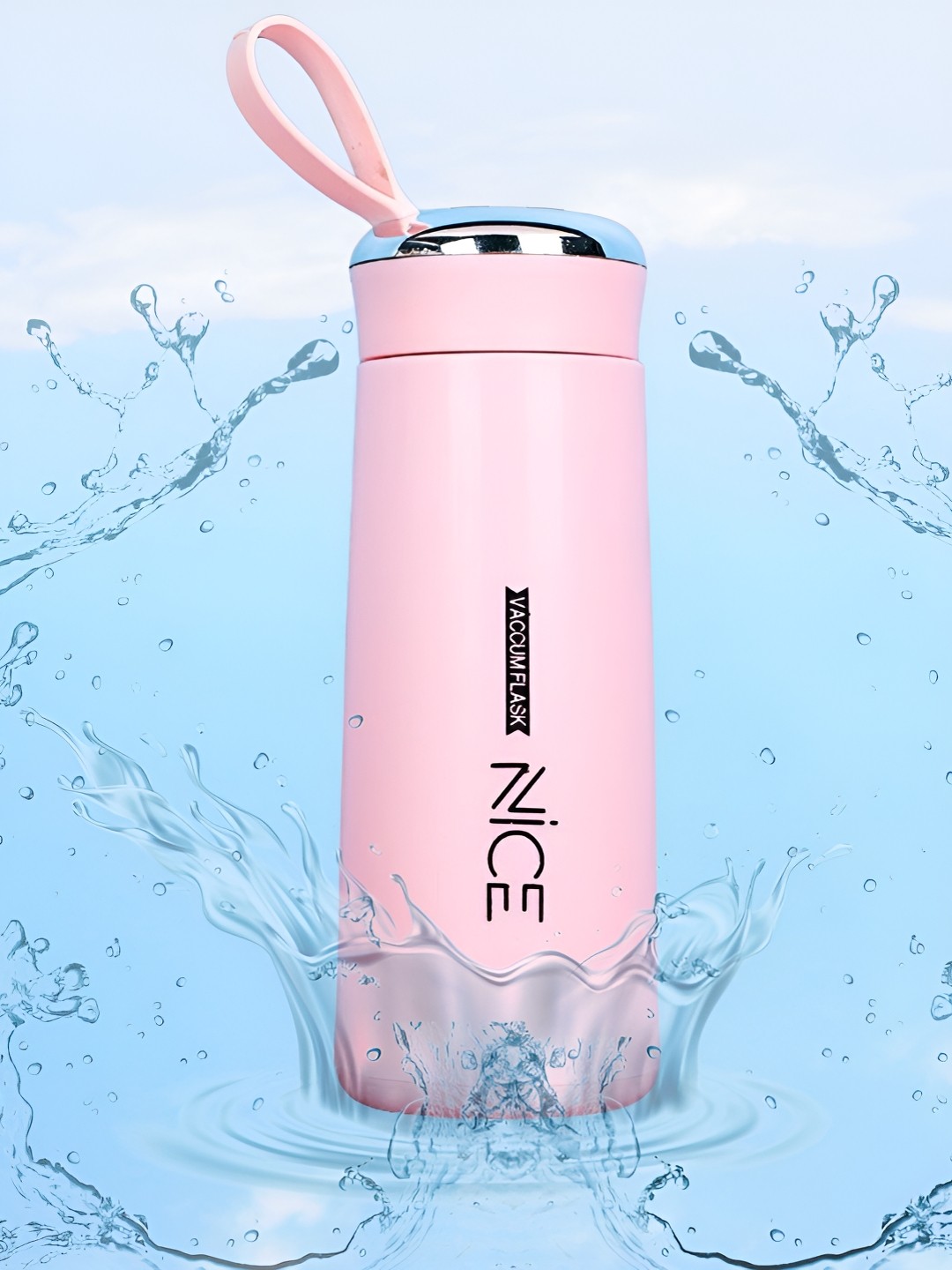 

WELOUR Pink Glass Printed Water Bottle 400 ml