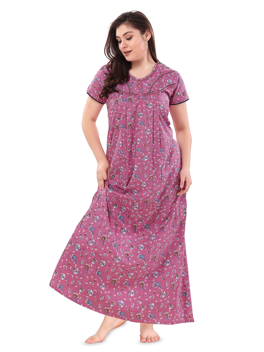 

Soulemo Printed Pure Cotton Maxi Nightdress, Pink