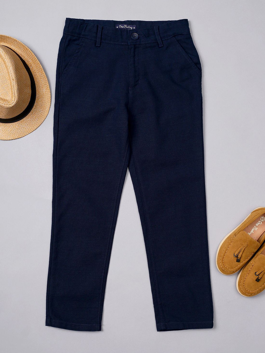 

One Friday Boys Relaxed Cotton Regular Trousers, Navy blue