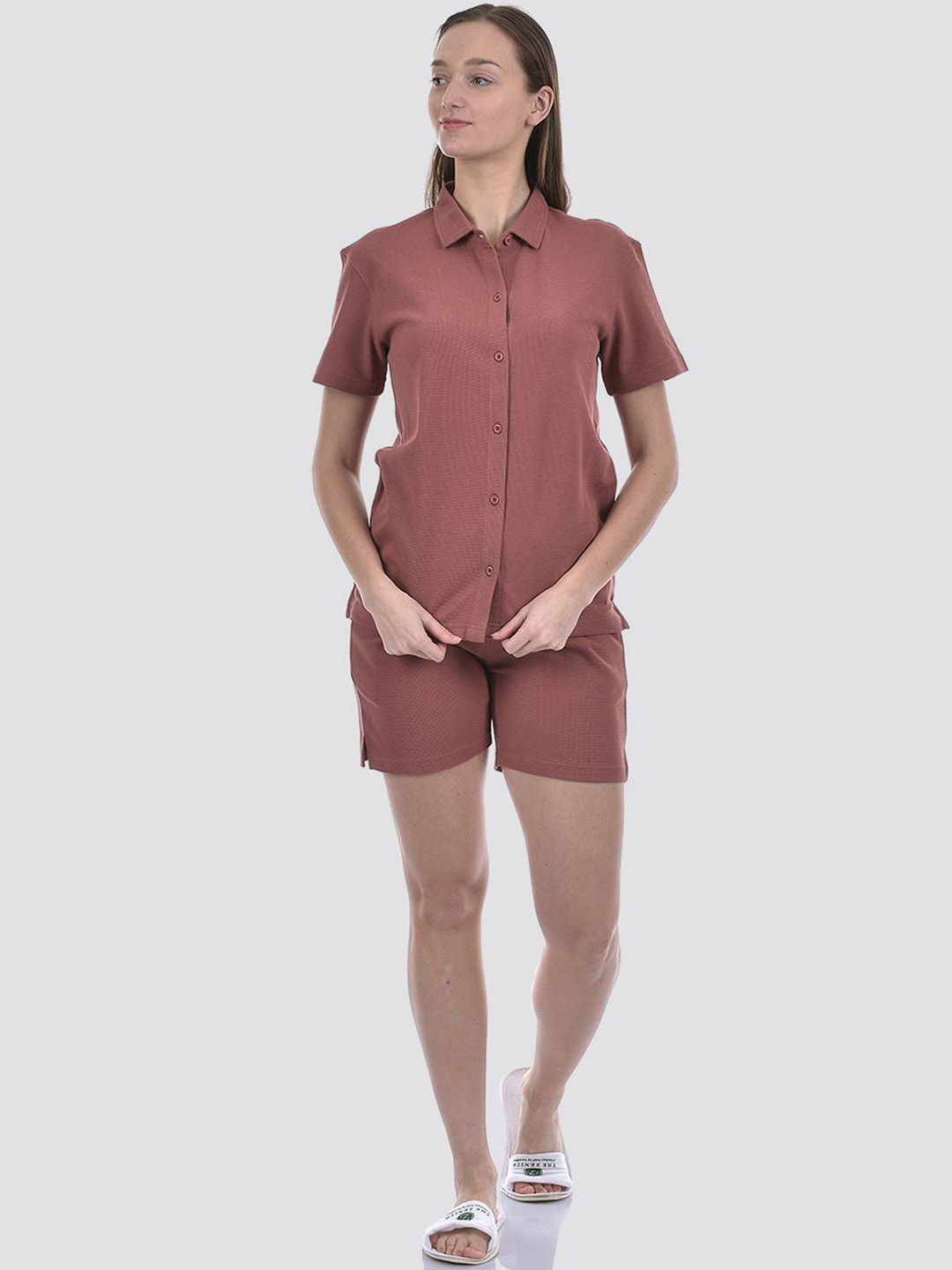 

ONEWAY Self Design Shirt & Shorts Co-Ords, Pink