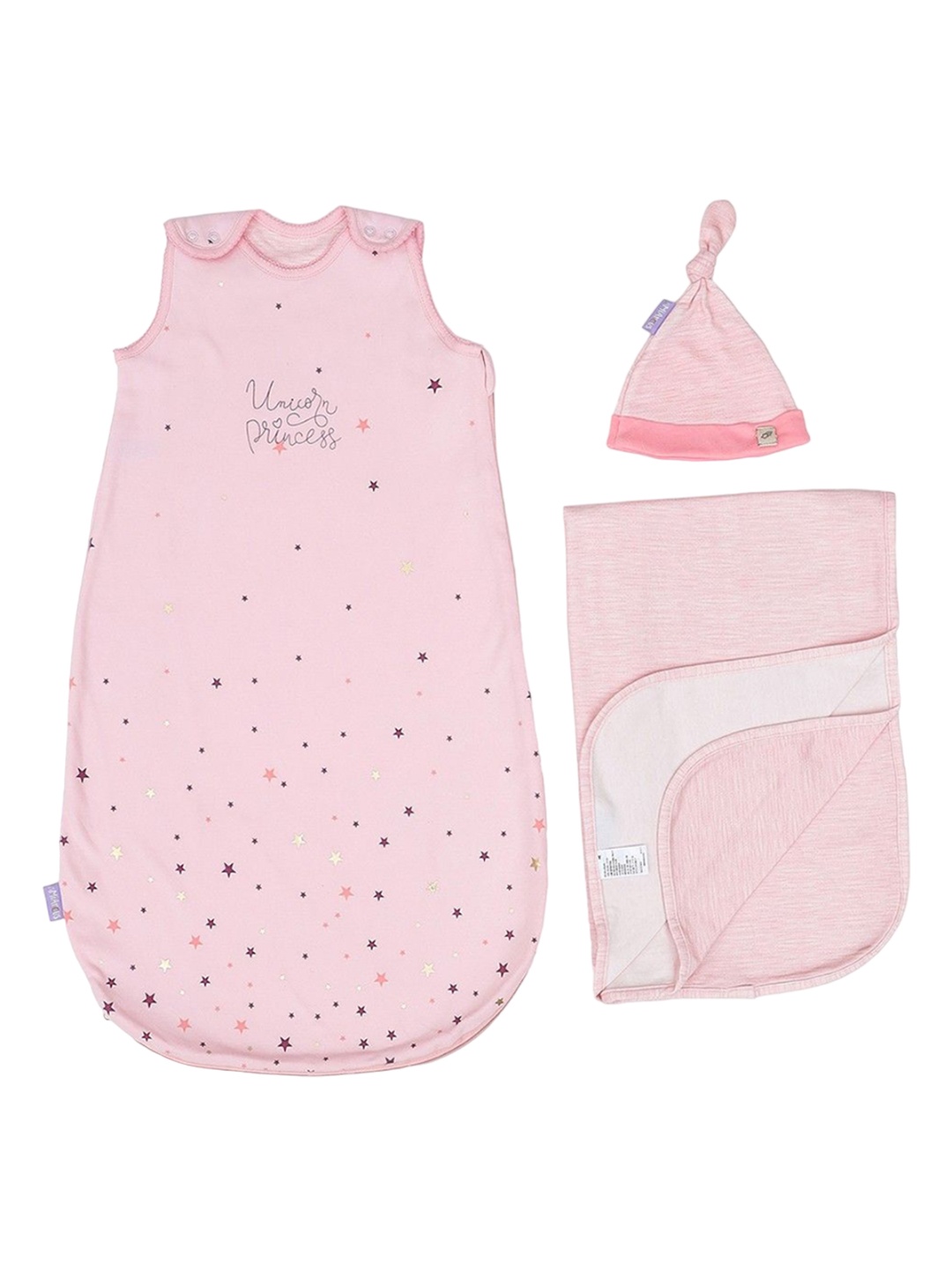 

MiArcus Infants 3-Pcs Printed Pure Cotton Baby Apparel Gift Set, Pink