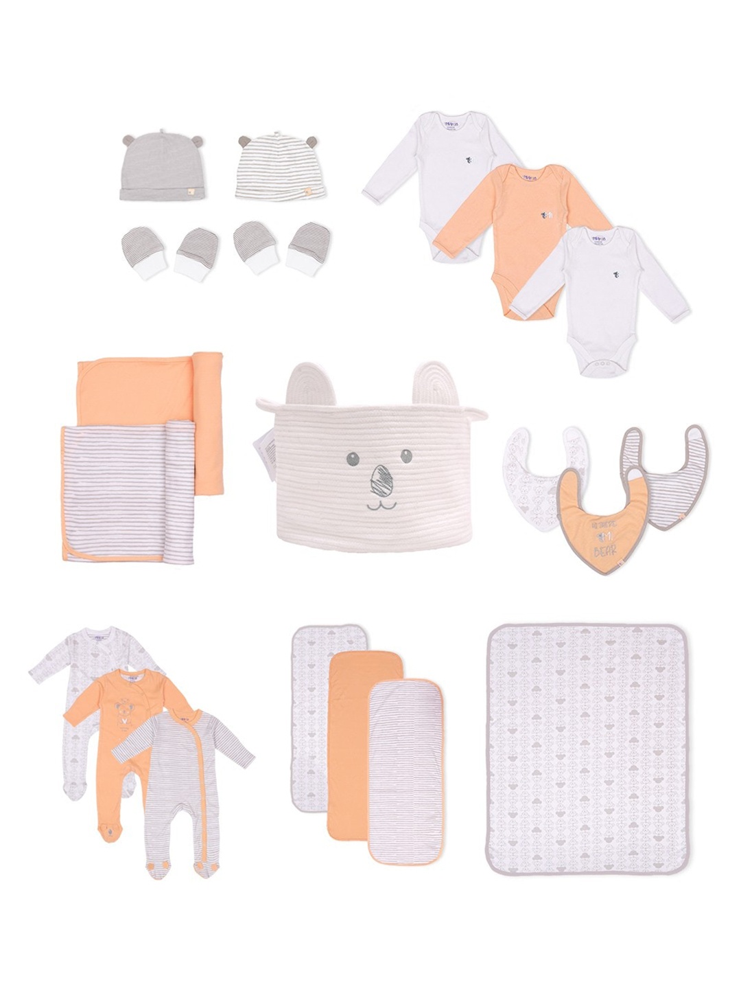 

MiArcus Pack Of 20 Infants Cotton Printed Baby Apparel Gift Set, Peach