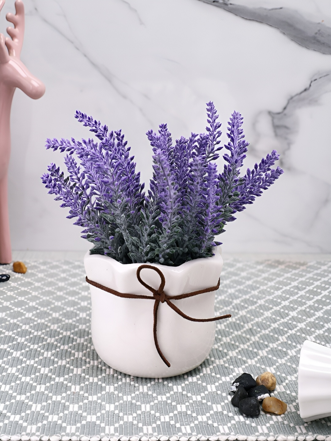 

TAYHAA Purple & White Lavender Artificial Plant With Ceramic Pot