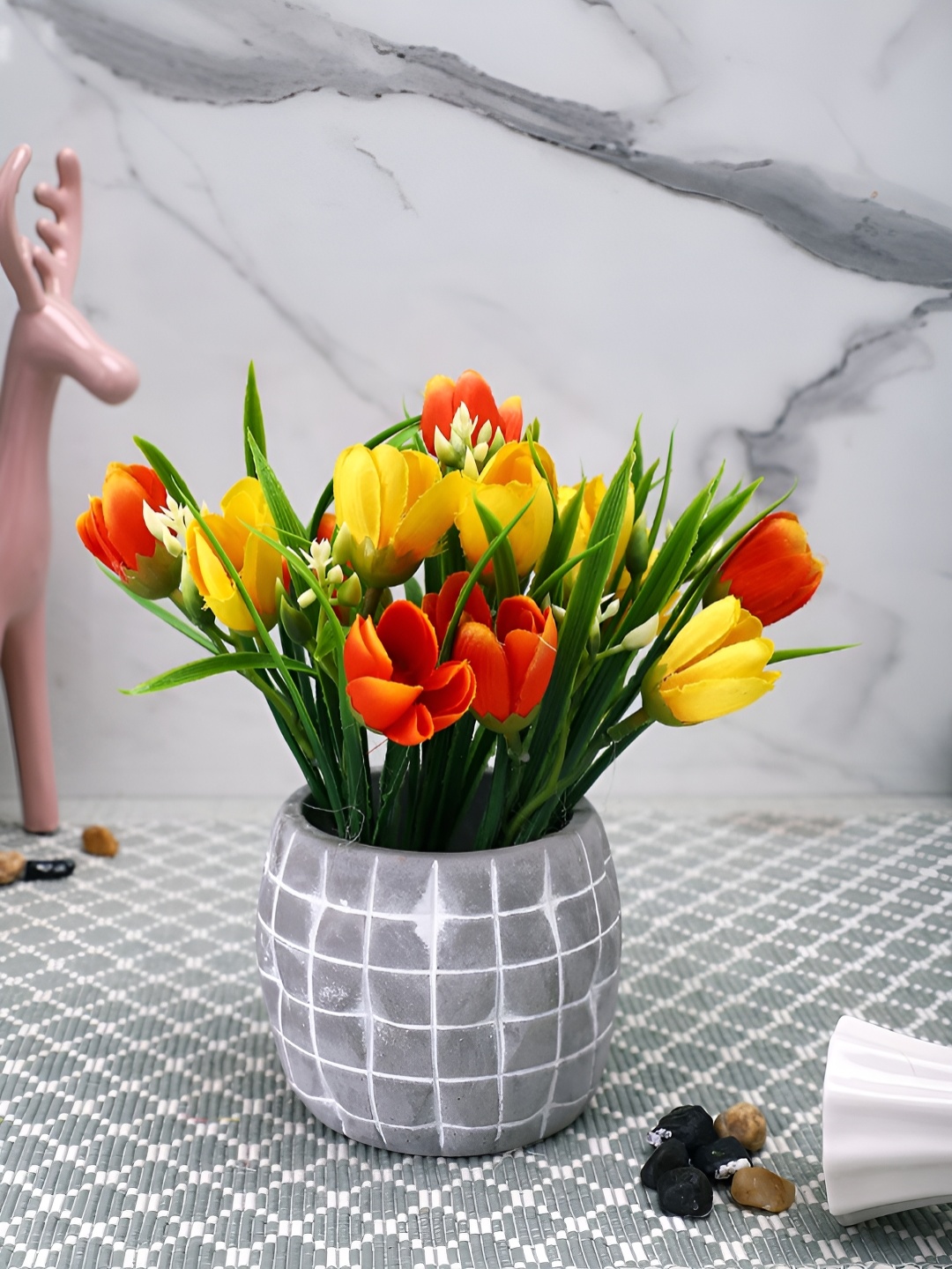 

TAYHAA Yellow Tulip Artificial Plant With Pot