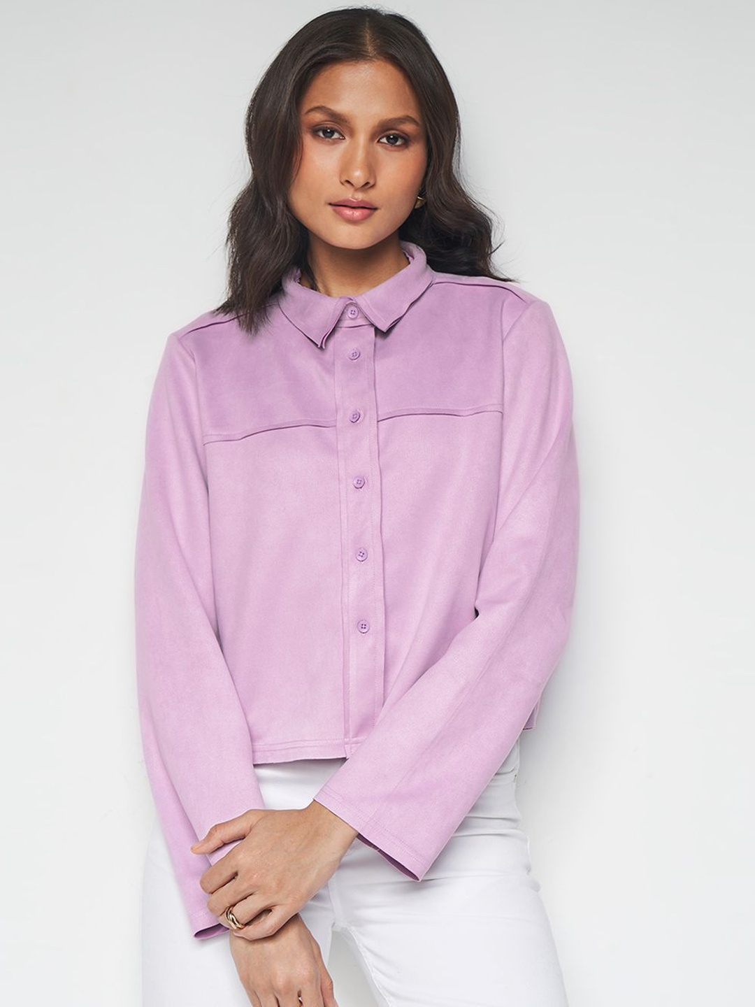 

AND Spread Collar Long Sleeves Tailored Jacket, Purple