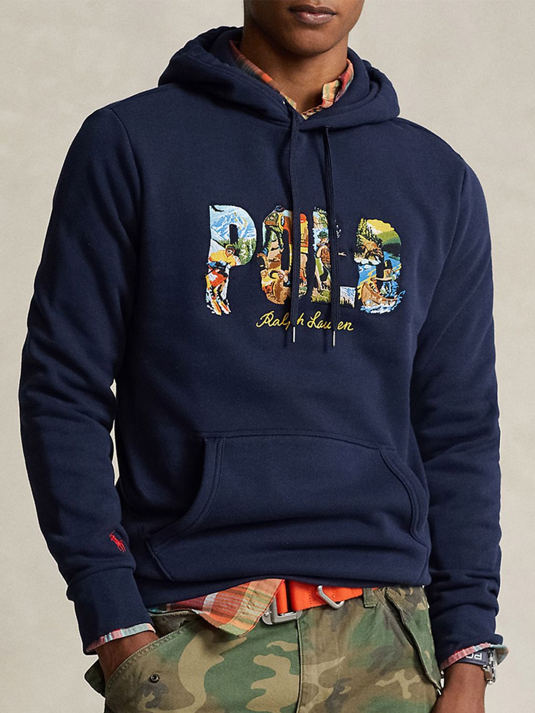 

Polo Ralph Lauren Printed Cotton Hooded Sweatshirt, Navy blue