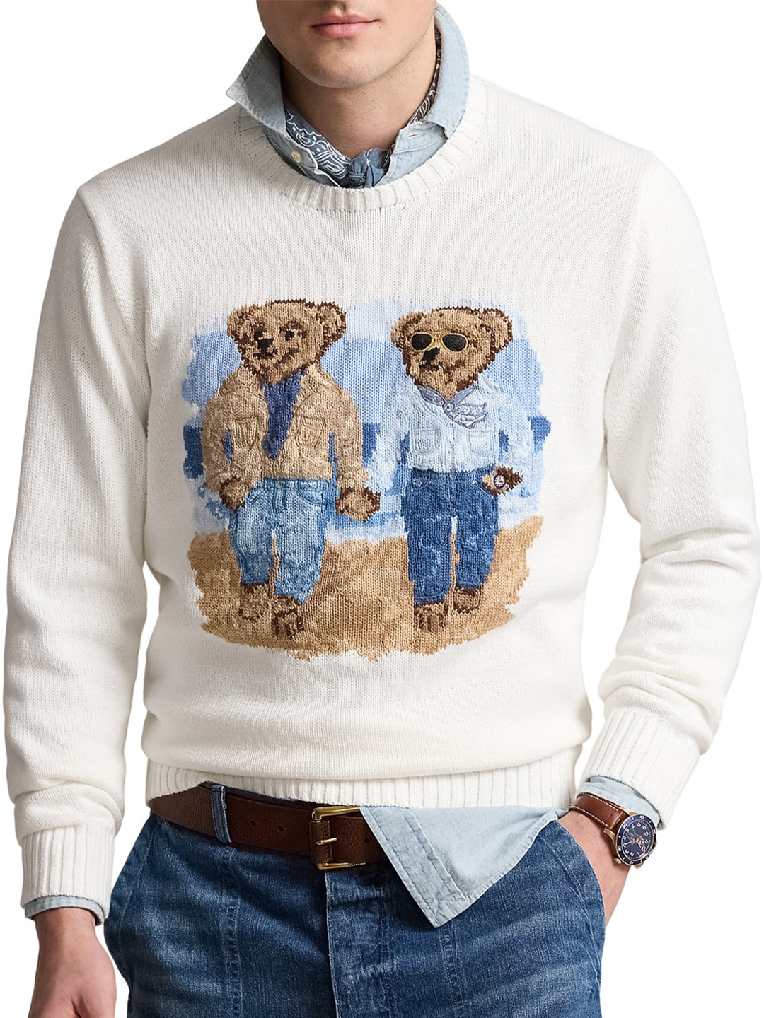 

Polo Ralph Lauren Round Neck Embroidered Cotton Pullover, White