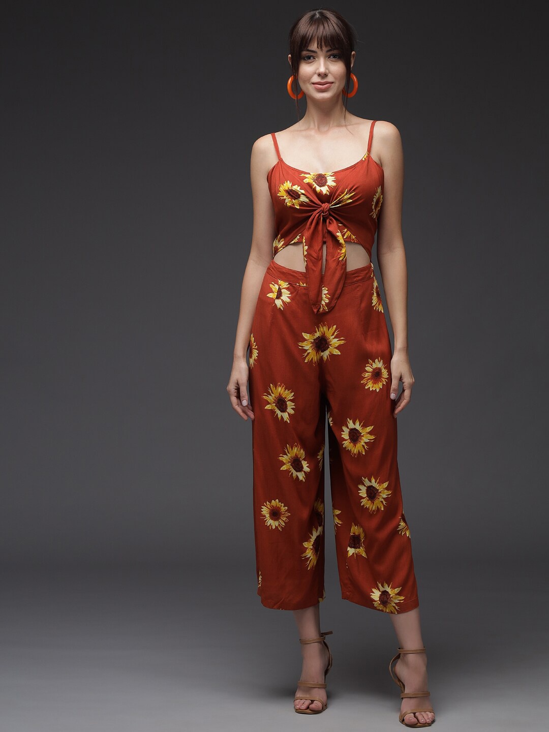 

TANDUL Organic Cotton Capri Jumpsuit, Orange