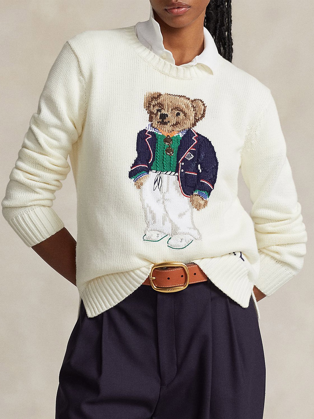 

Polo Ralph Lauren Round Neck Embroidered Cotton Pullover, Beige