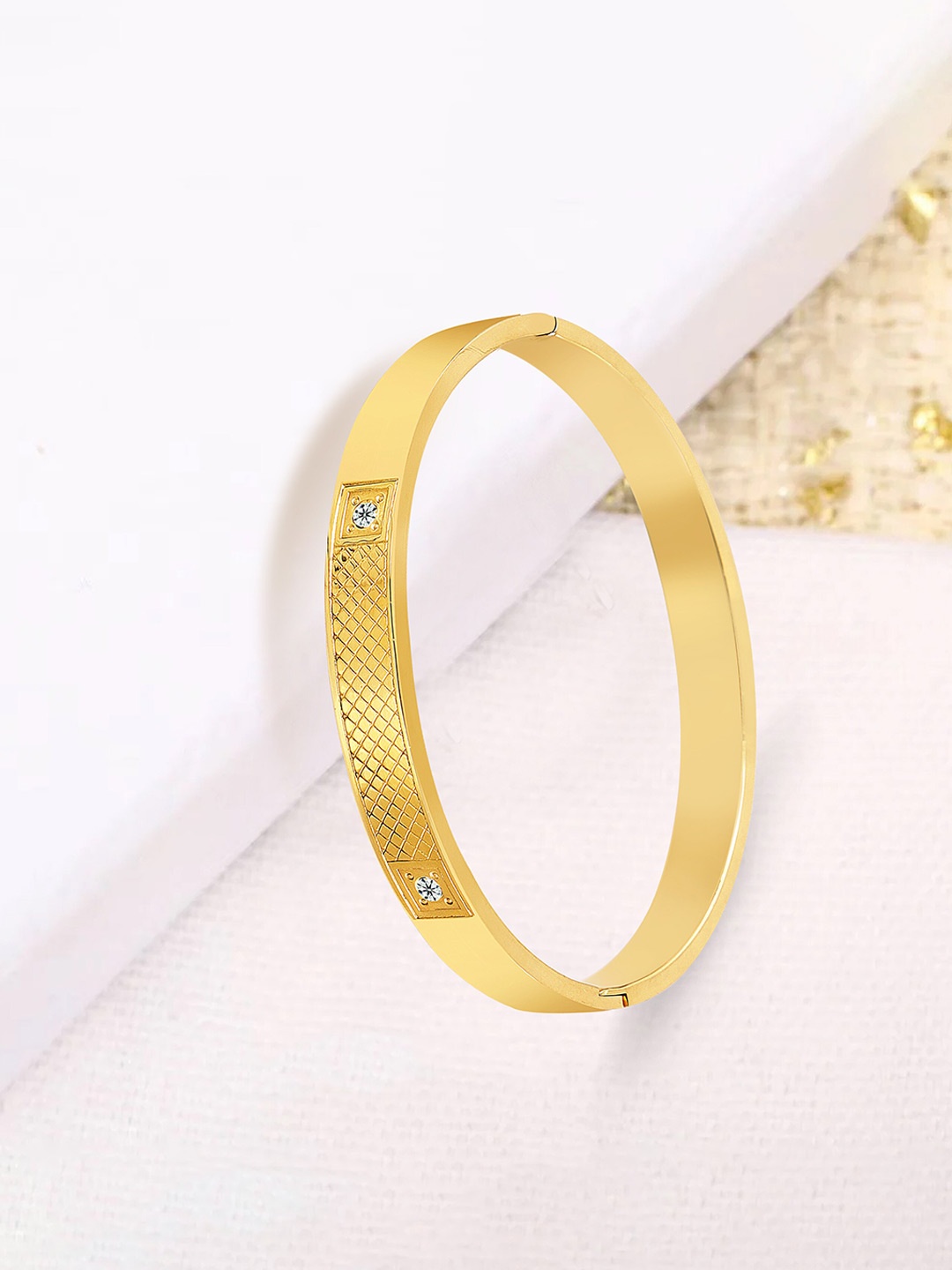 

The Roadster Lifestyle Co. Men Stainless Steel Kada Bracelet, Gold