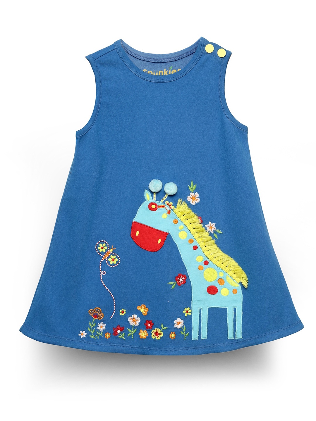 

SPUNKIES Girls Embroidered A-Line Dress, Blue