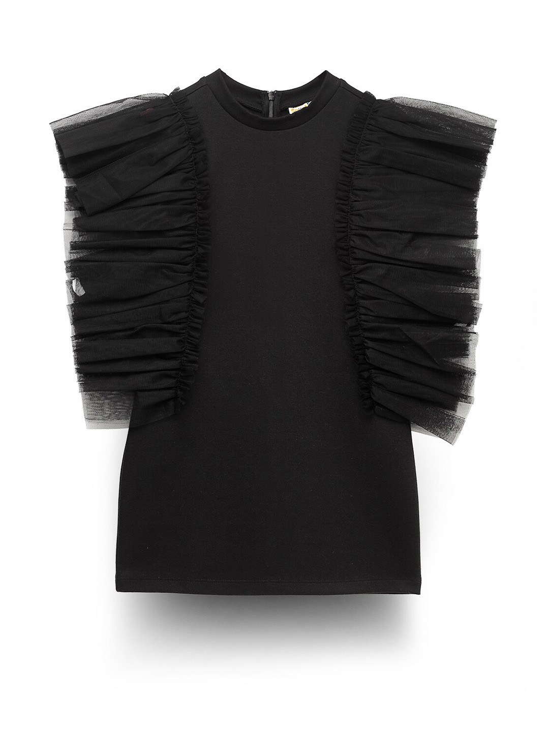 

SPUNKIES Girls Round Neck Cotton A-Line Dress, Black