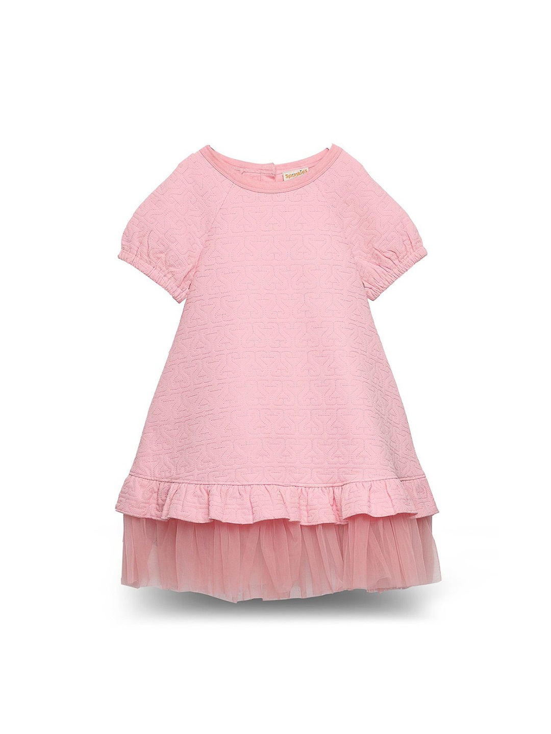 

SPUNKIES Round Neck Short Sleeves A-Line Dress, Pink