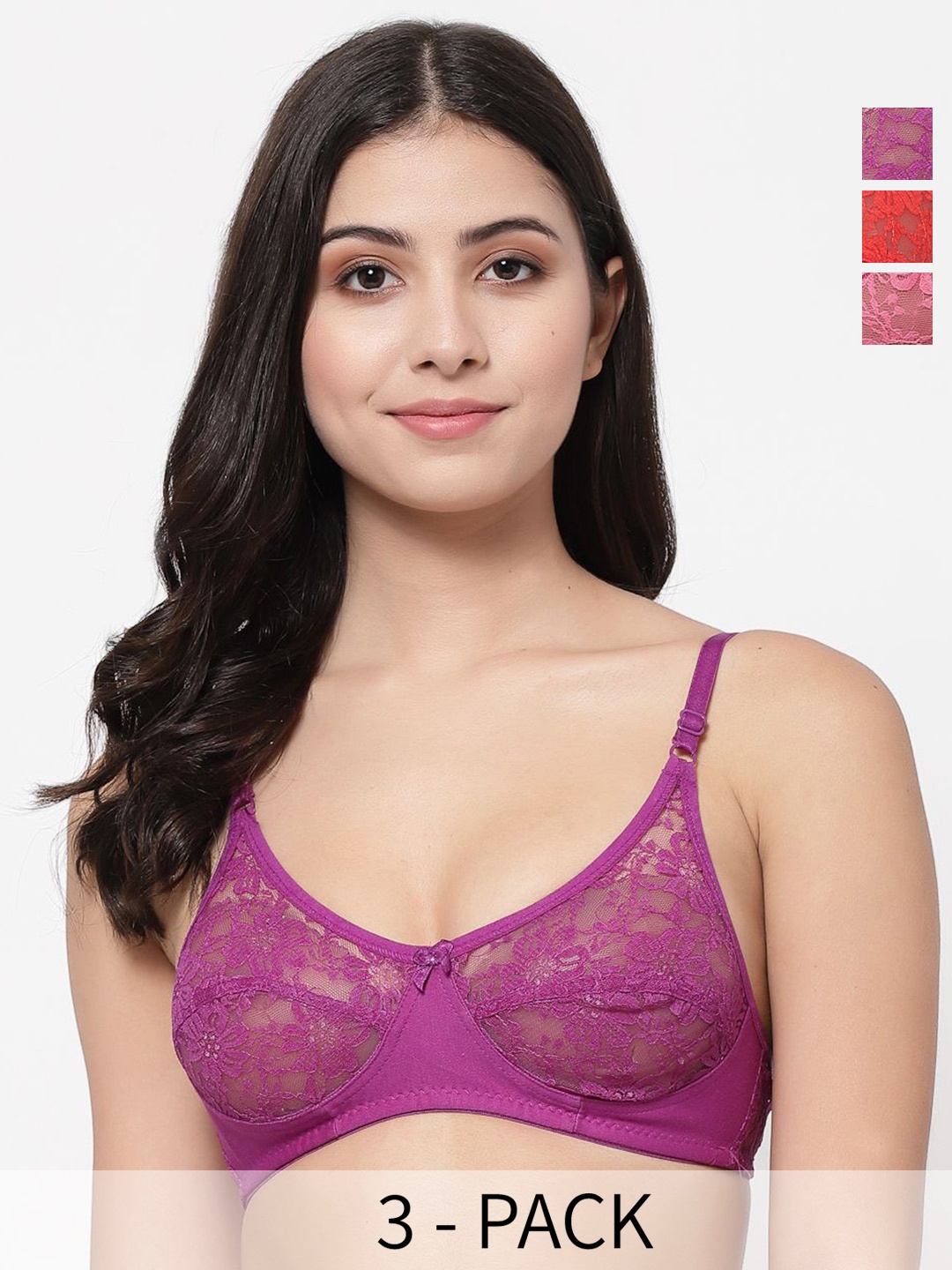 

Docare Floral Bralette Bra Full Coverage, Purple