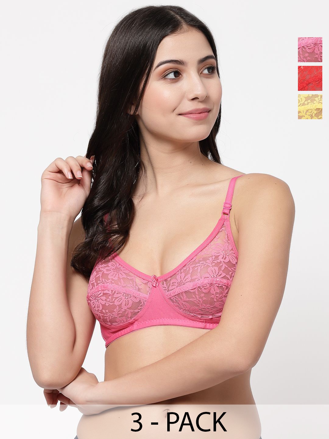 

Docare Floral Bralette Bra Full Coverage, Pink