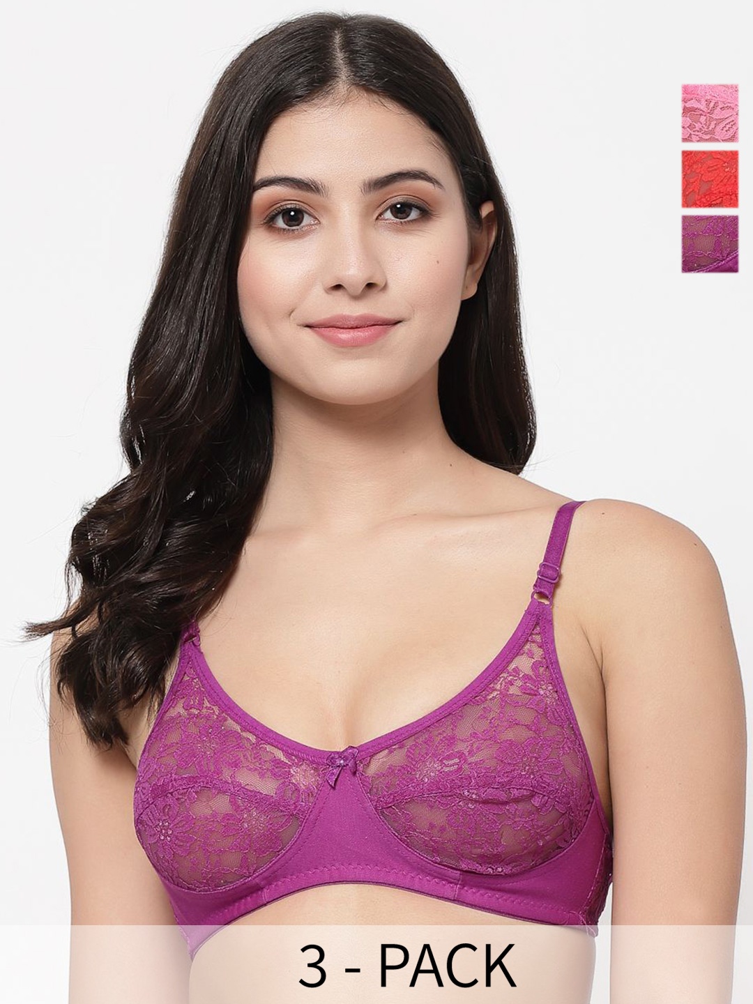 

Docare Floral Bralette Bra Full Coverage, Pink