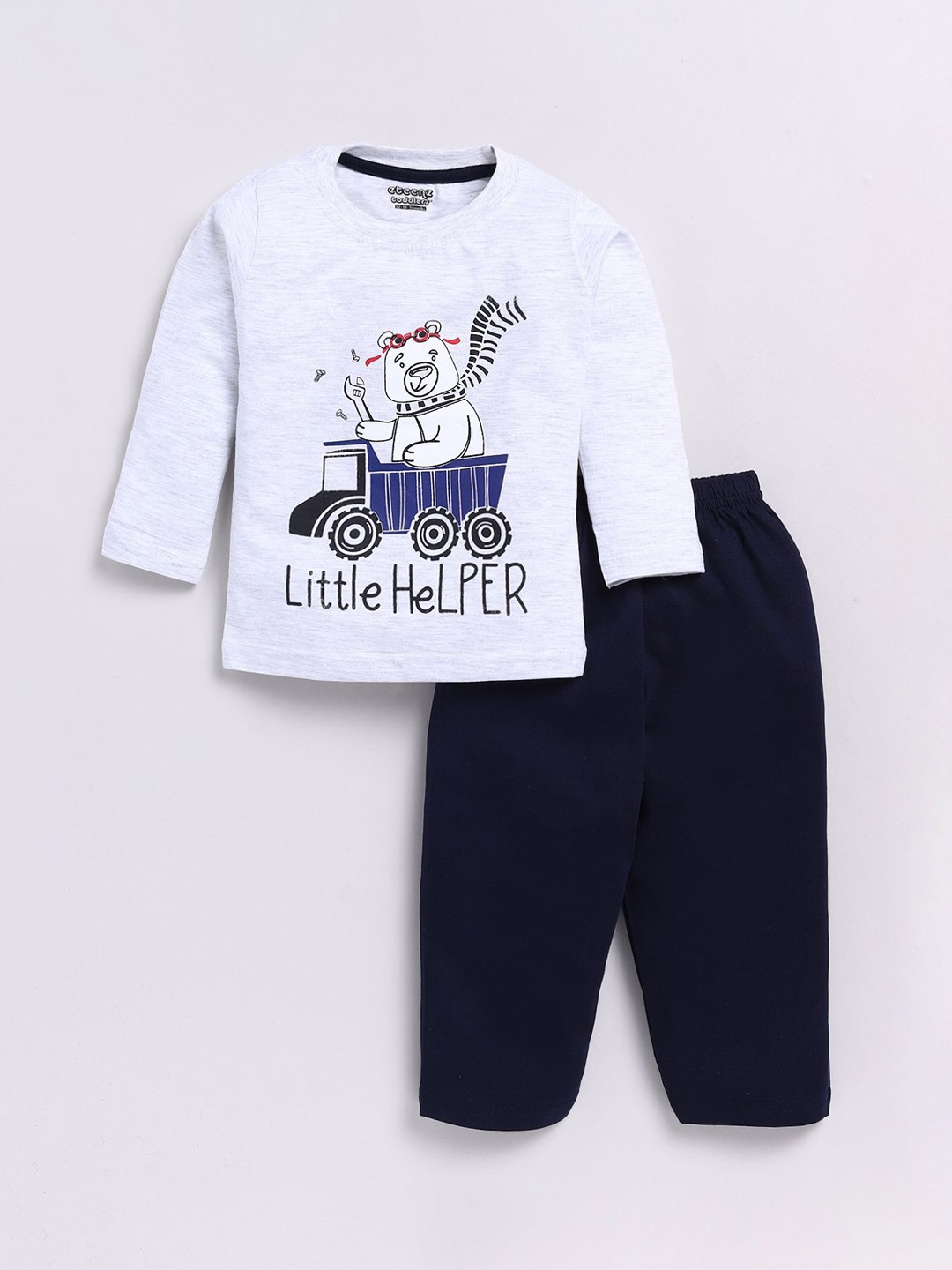 

E-TEENZ Boys Graphic Printed Cotton T-Shirt With Trousers Clothing Set, Grey