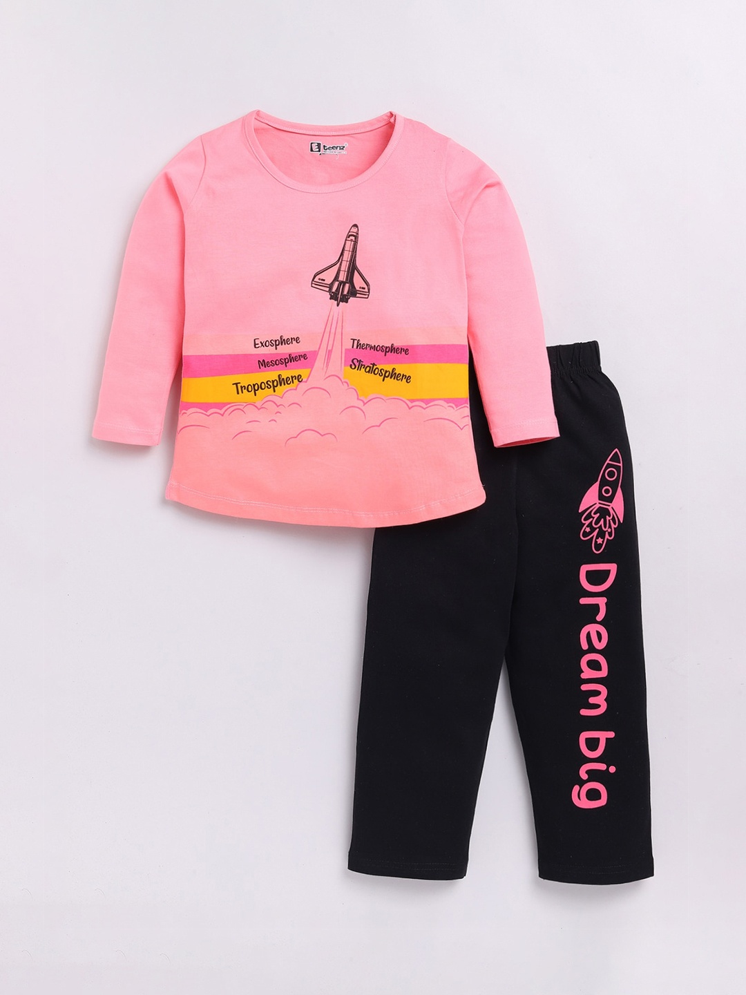 

E-TEENZ Girls Printed T-shirt With Trouser, Pink