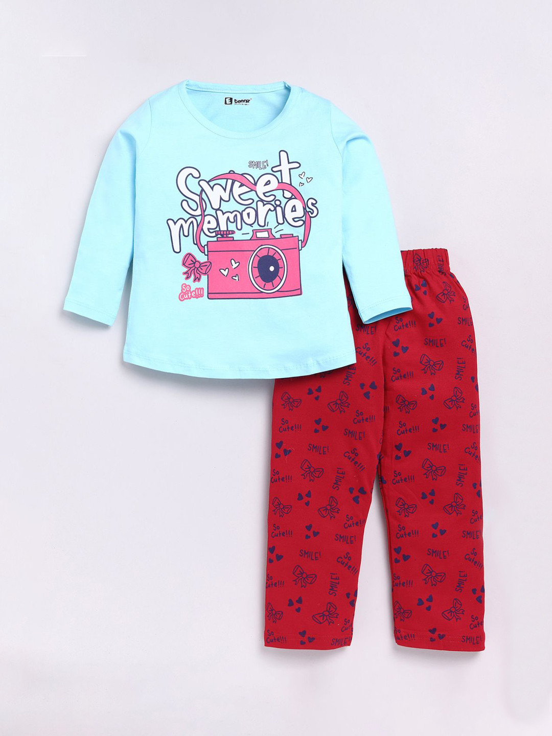 

E-TEENZ Girls Printed T-shirt With Trouser, Turquoise blue