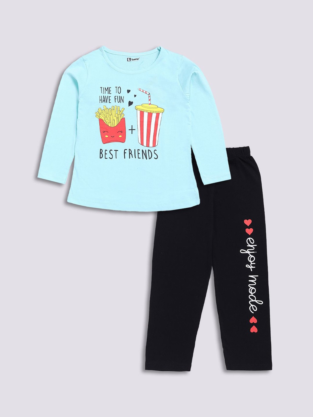 

E-TEENZ Girls Printed T-shirt With Trouser, Turquoise blue