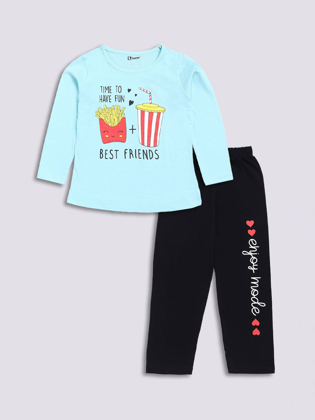 

E-TEENZ Girls Printed T-shirt With Trouser, Turquoise blue