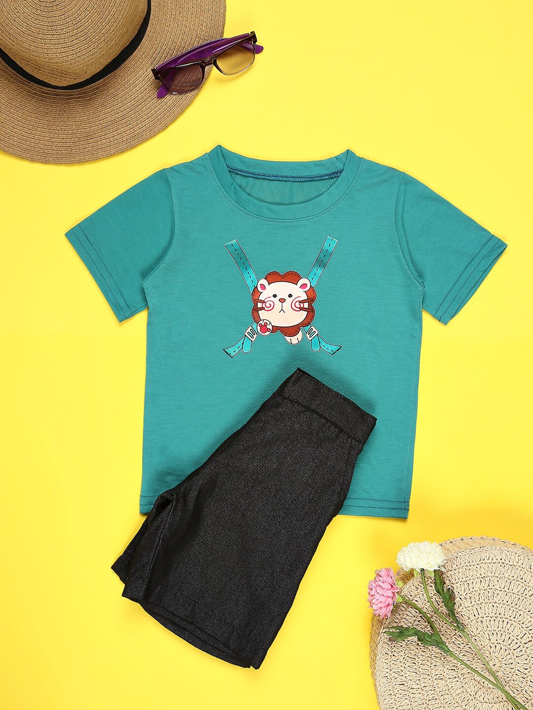

Cutiekins Boys Printed T-shirt With Shorts, Teal