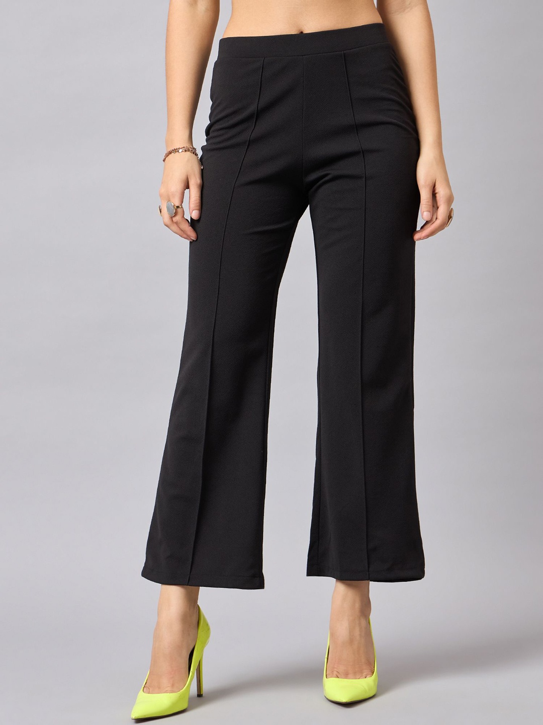 

The Roadster Lifestyle Co. Women Black High-Rise Regular Trousers