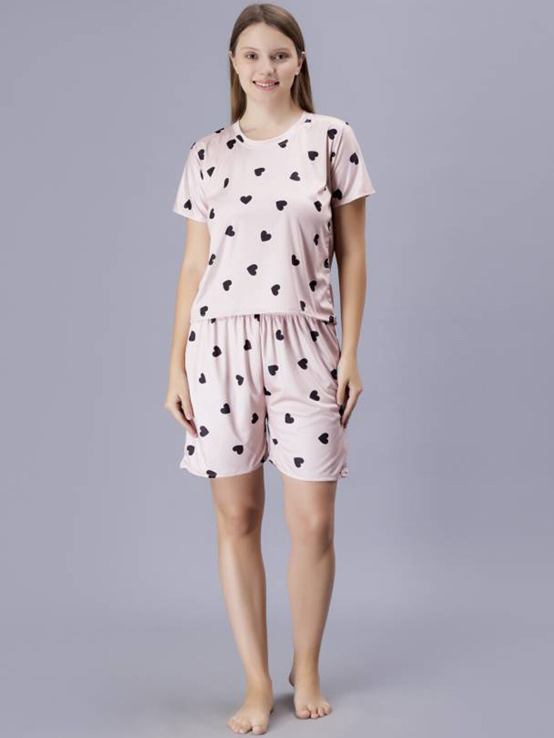 

Xivir Conversational Printed Pure Cotton Night suit, Pink