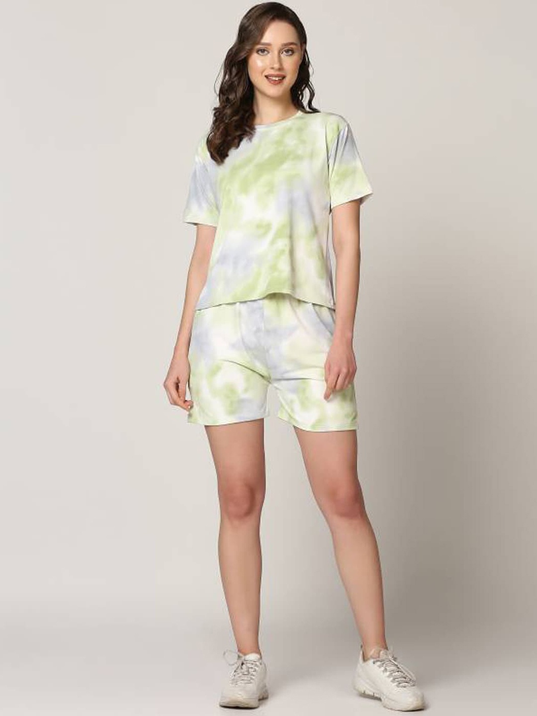 

Xivir Tie and Dye Pure Cotton Night Suit, White