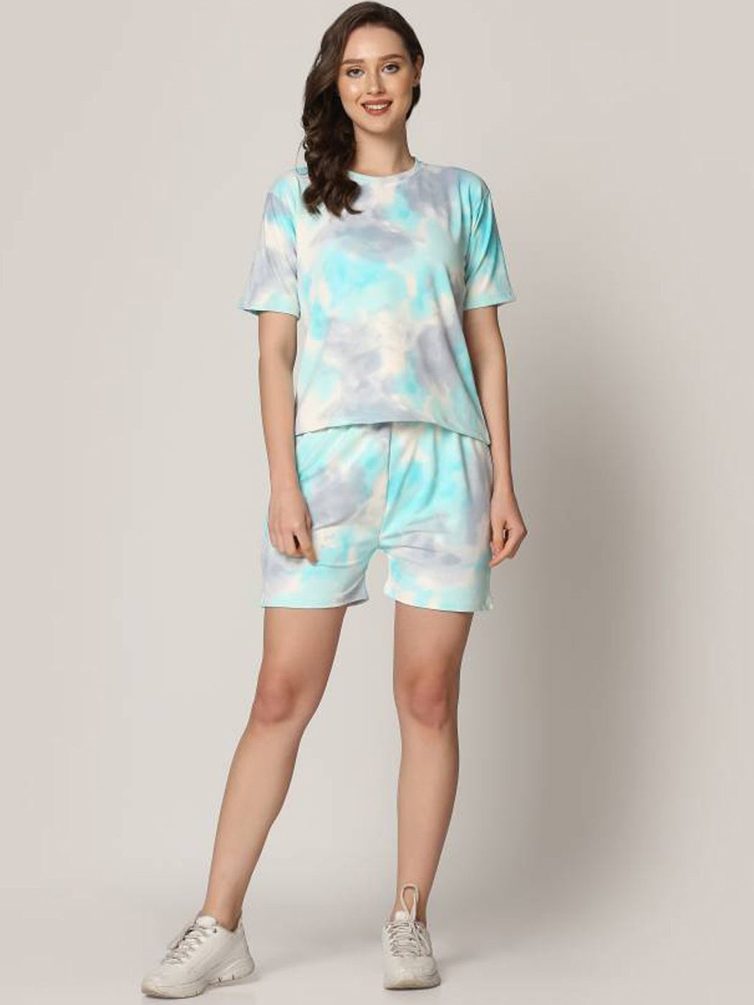 

Xivir Tie & Dye Pure Cotton Night suit, Blue