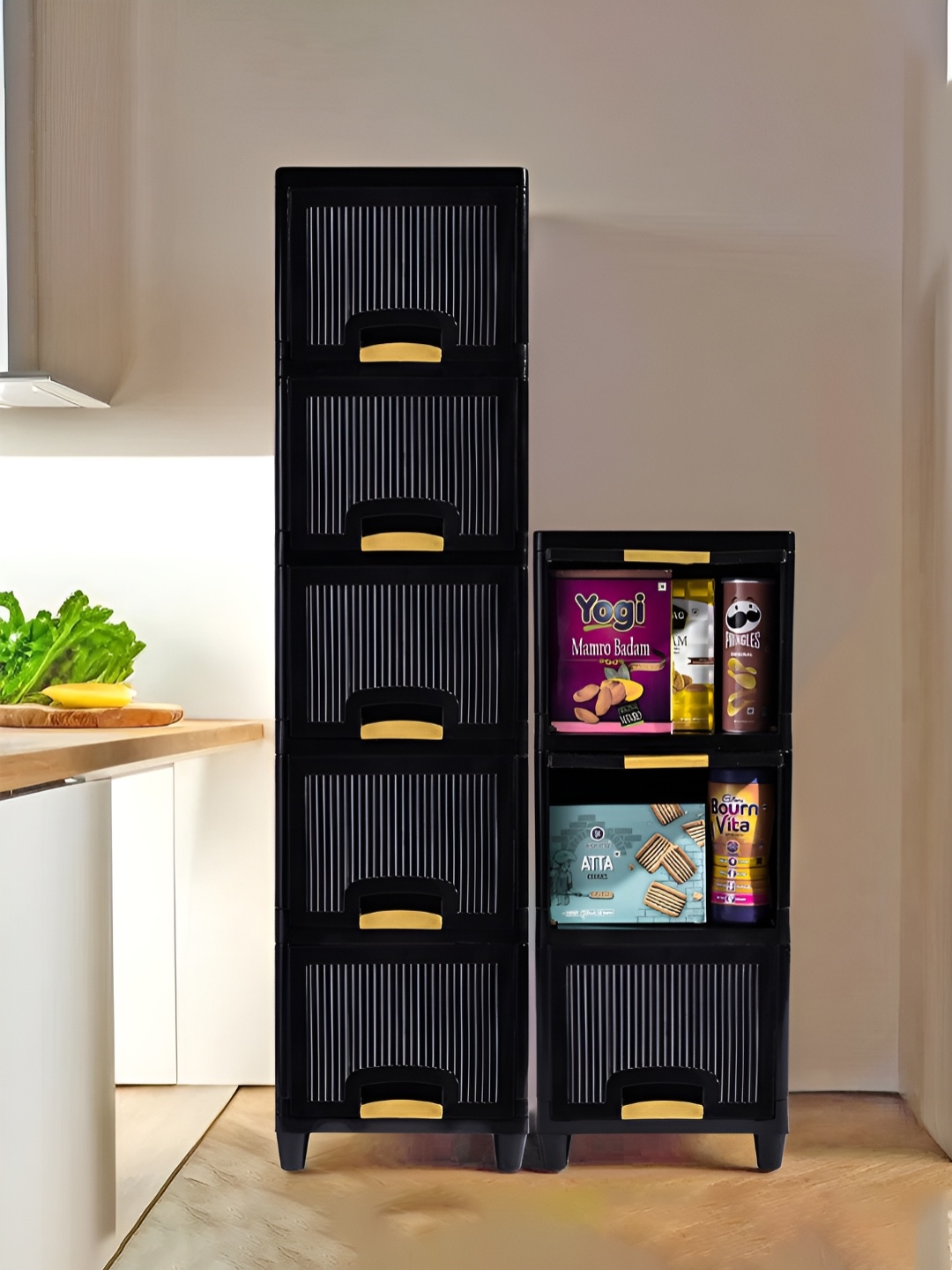 

Kuber Industries Black 8 Pieces Regular Folding Cabinet Storage Organizer
