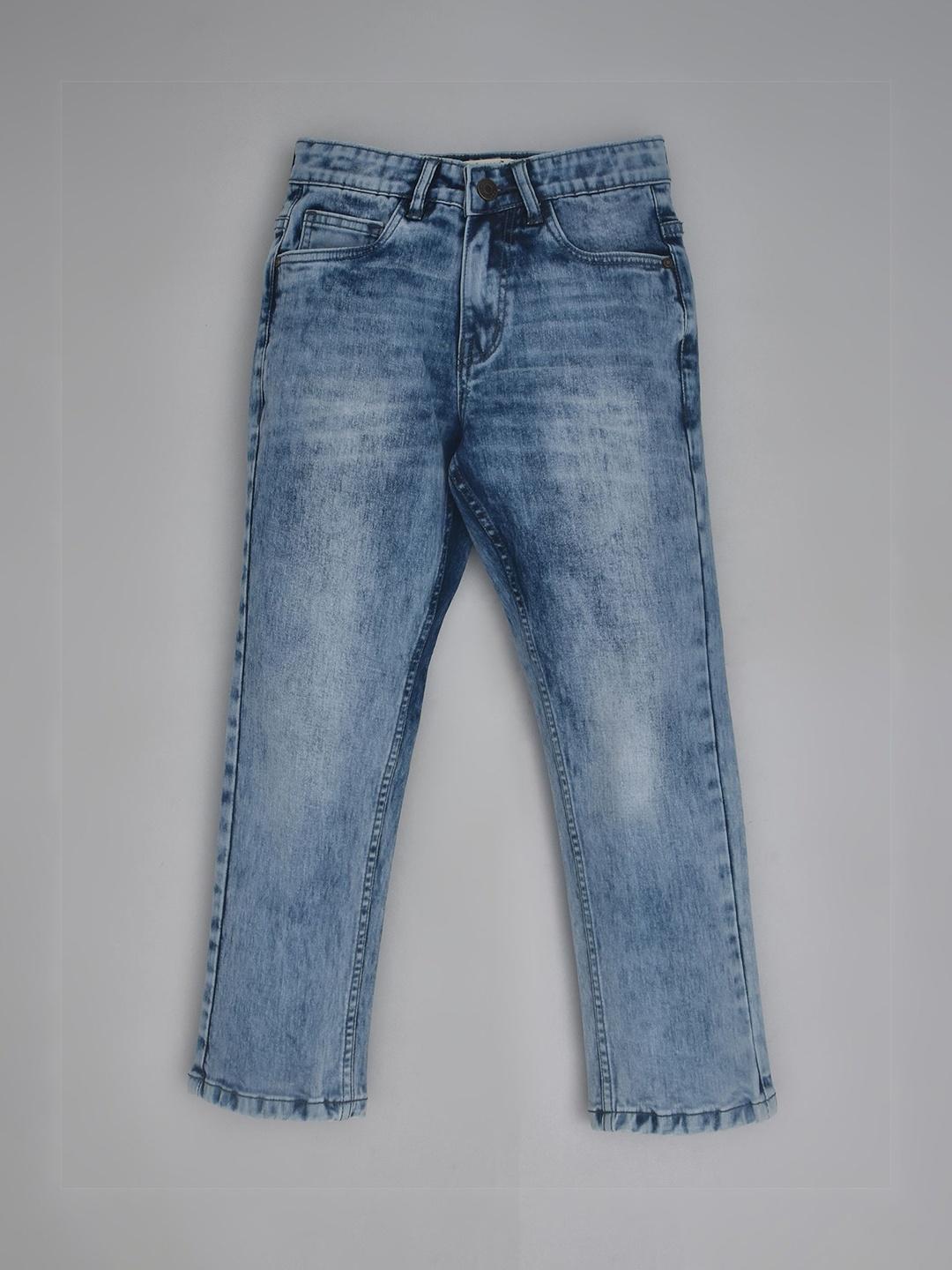 

YOUMAA Boys Original Mid-Rise Heavy Fade Pure Cotton Jeans, Blue