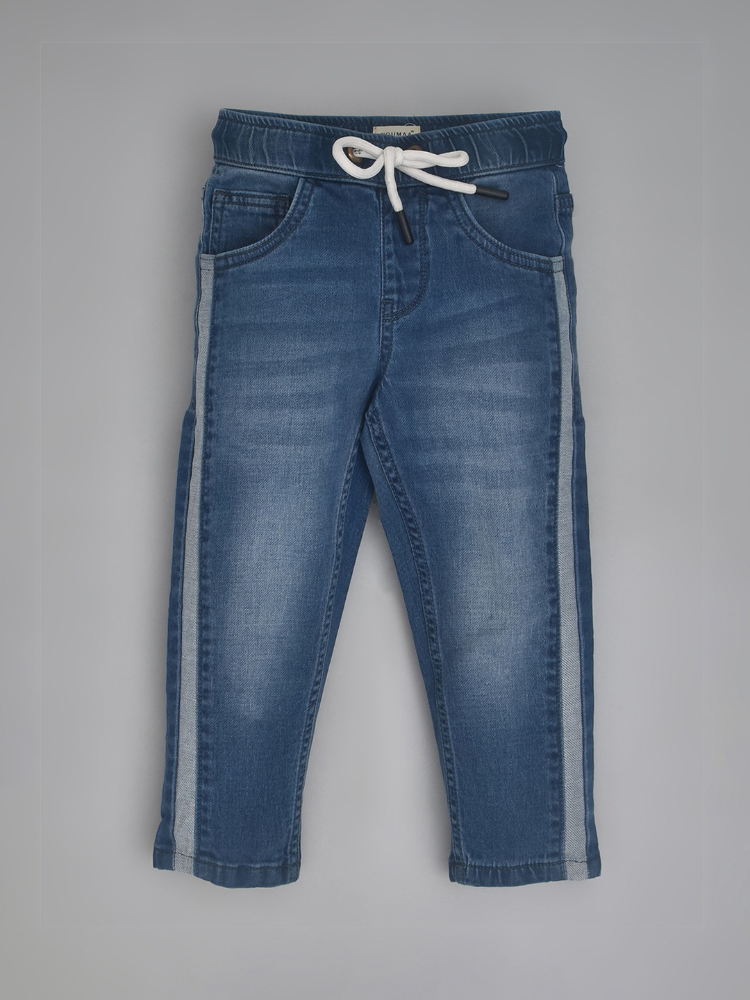 

YOUMAA Boys Original Mid-Rise Clean Look Light Fade Pure Cotton Jeans, Blue