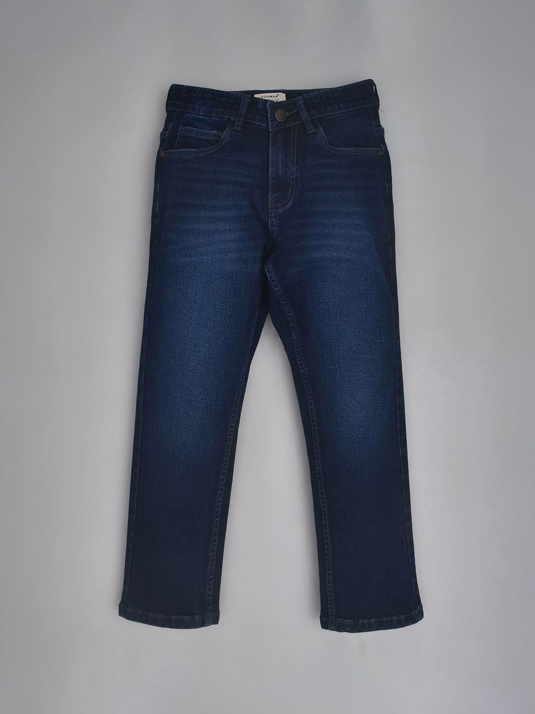 

YOUMAA Boys Original Mid-Rise Light Fade Pure Cotton Jeans, Blue