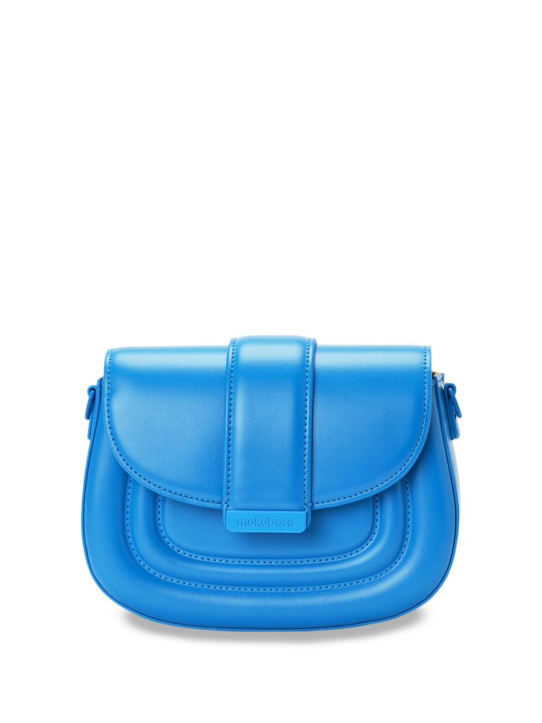 

MOKOBARA Textured Leather Structured Sling Bag, Blue