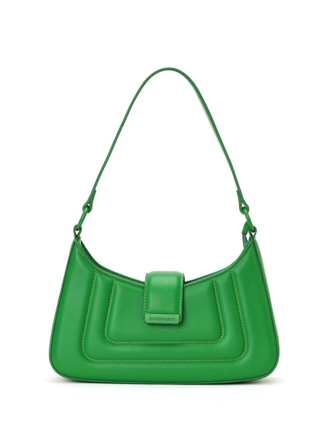 

MOKOBARA Leather Baguette Hobo Bag, Green