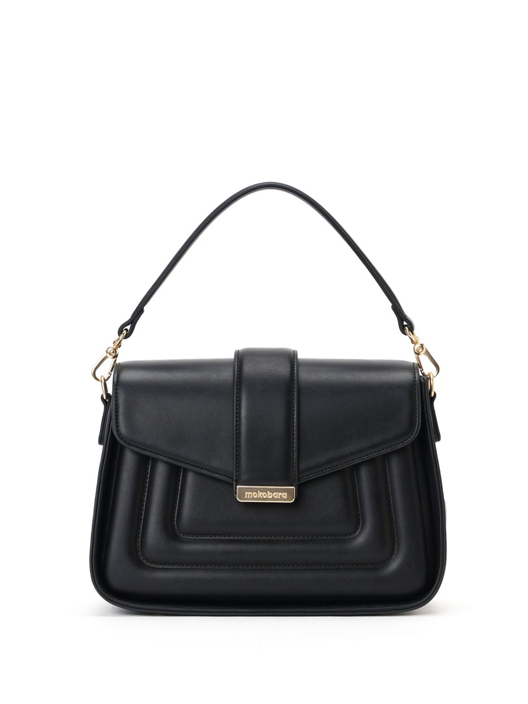 

MOKOBARA Leather Structured Satchel, Black